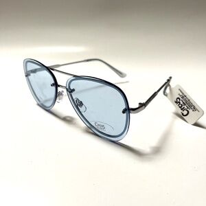 NWT CIRCUS BY SAM EDELMAN Aviator Double Bridge Sunglasses Blue Lenses Rimless